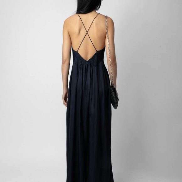 Zadig & Voltaire NWT Satin Rayon Dress size S color Encre (Deep Blue) - Picture 2 of 5